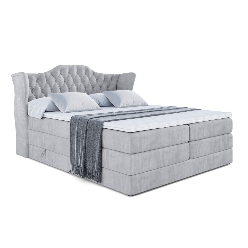ALTDECOR POSTEL boxspring VILA KING – 140x200 – H3/H4 – světle šedá
