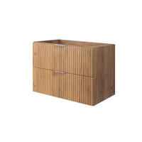 WASCHBECKUNTERSCHRANK, Eiche Craft, 80 x 57 x 46 cm, Griff silber, ohne Arbeitsplatte - Eichefarben/Silberfarben, Holzwerkstoff (80/57/46cm) - 3XE LIVING