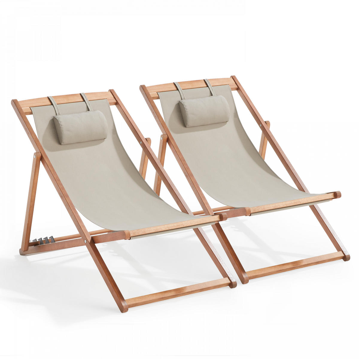 LIEGESTUHL 2-tlg., Taupe - Taupe, Holz (62/88/105cm) - Oviala