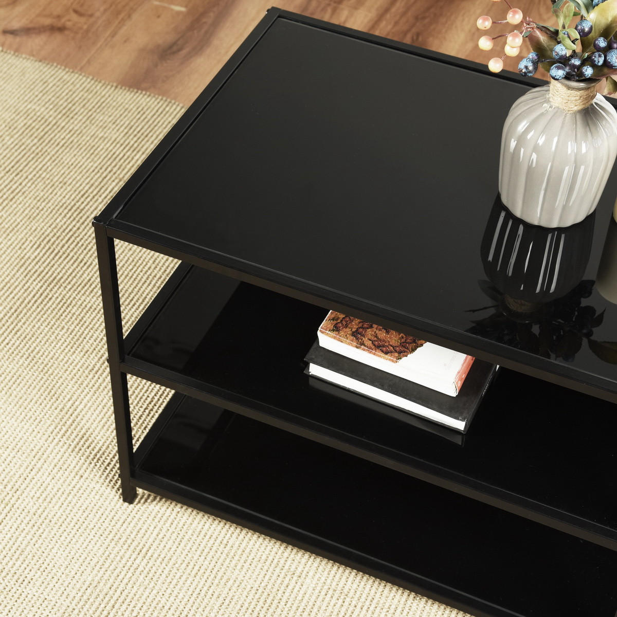 COUCHTISCH rechteckig Glas - Sonoma Eiche, Glas/Metall (110/40/42cm) - Urban Meuble