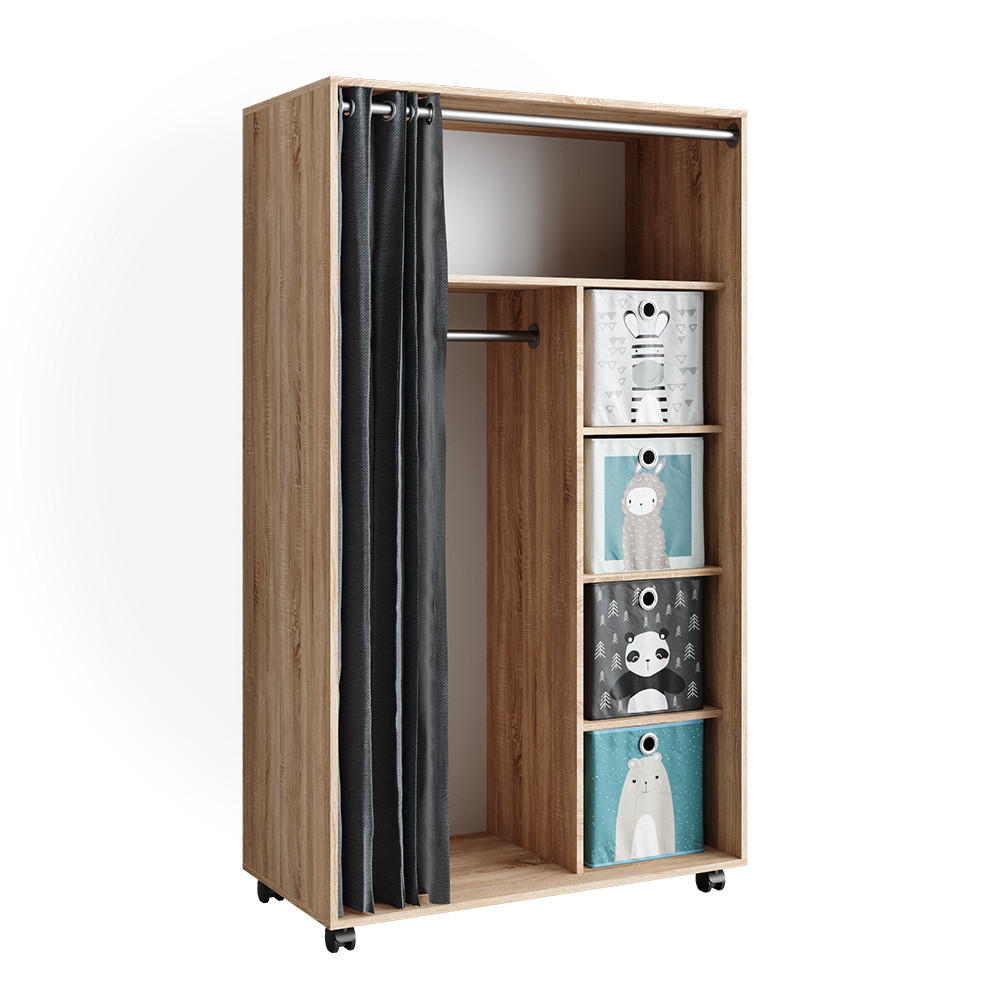 KLEIDERSCHRANK Doros Sonoma 100 x 168 cm offen, mit Rollen - Sonoma Eiche, Holzwerkstoff (100/168/50cm) - Vicco