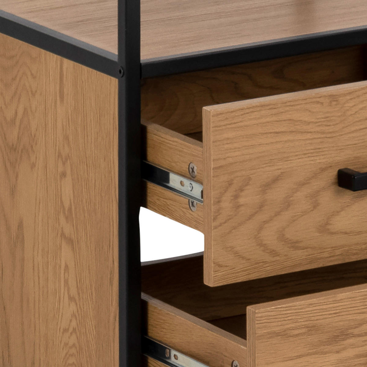 REGAL - Wildeiche Dekor / Schwarz - Braun, Holzwerkstoff/Metall (42/185/35cm) - home24