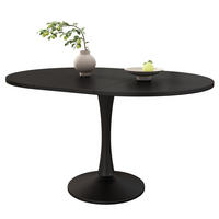ESSTISCH oval 100/100/75 cm schwarz aus MDF höhenverstellbar - Schwarz, Holzwerkstoff (100/140/75cm) - OKWISH