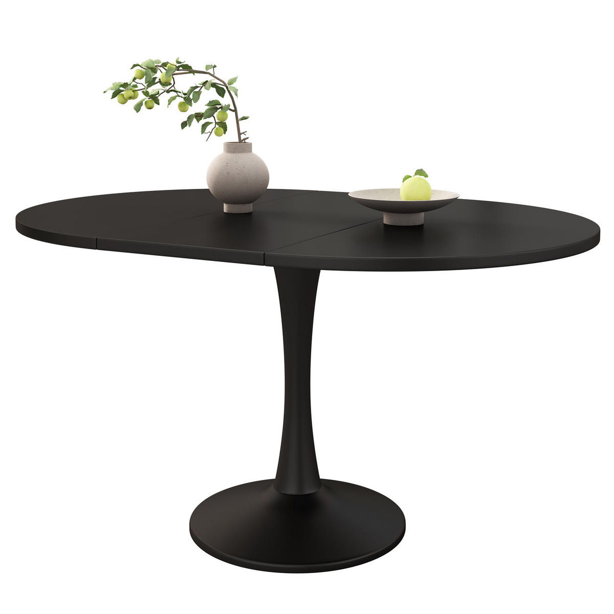 ESSTISCH oval 100/100/75 cm schwarz aus MDF höhenverstellbar - Schwarz, Holzwerkstoff (100/140/75cm) - OKWISH