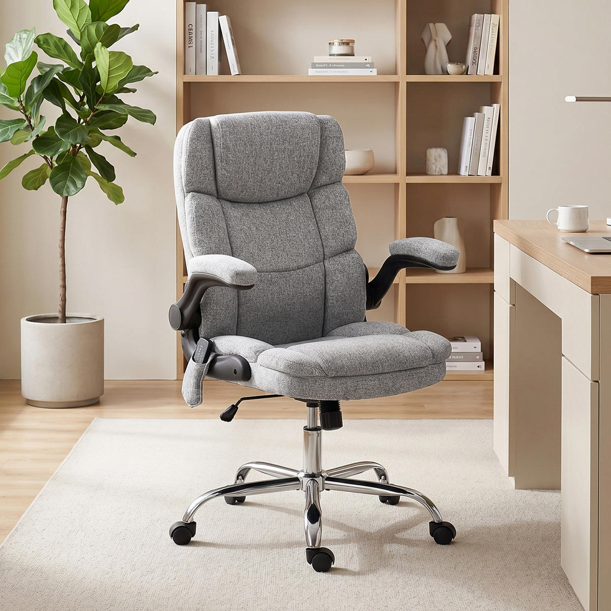 BÜROSTUHL Grau, Massagefunktion, Heizfunktion, 70/65/119 cm - Grau, Metall (71/112/66cm) - PANGIVO