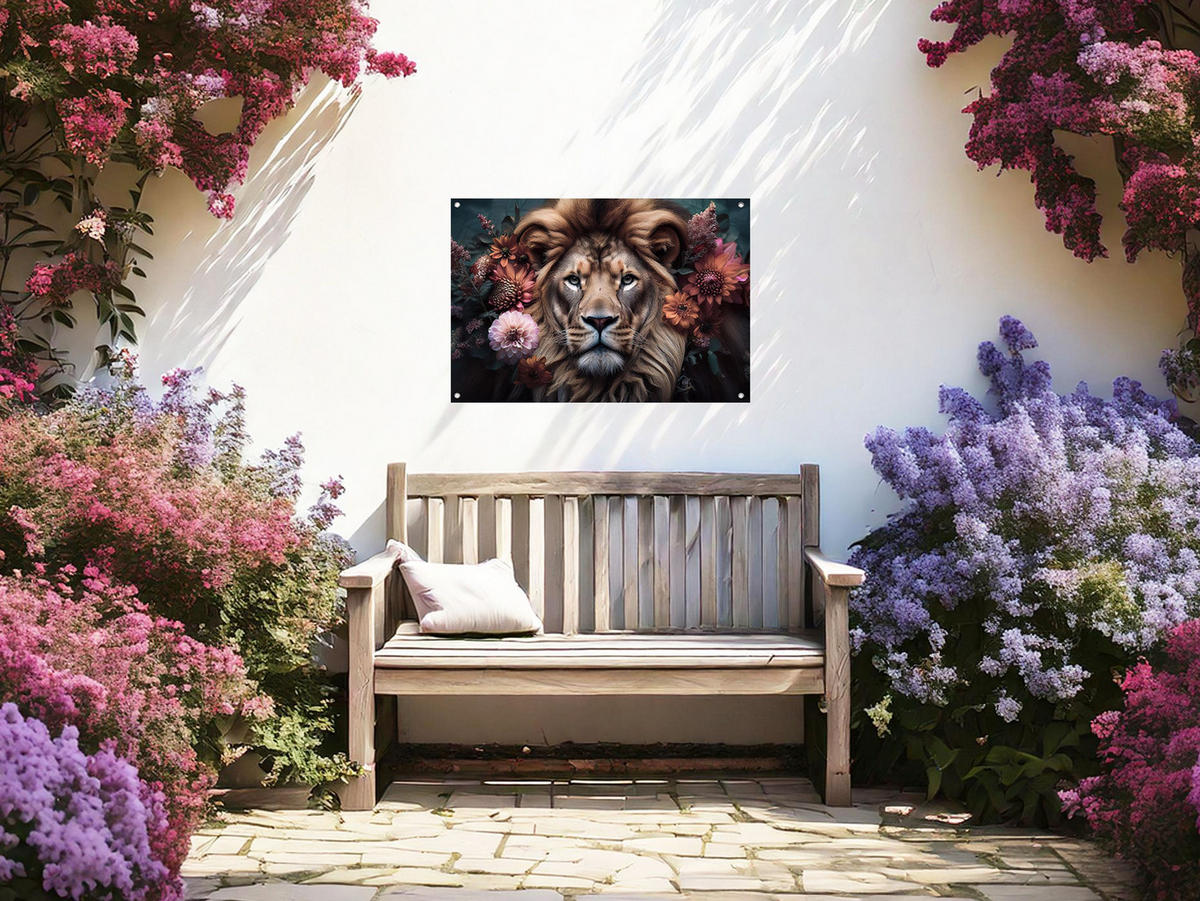 GARTEN-POSTER 90x60 cm Gartendeko: Vintage Löwe - Braun, Kunststoff (90/60/2cm) - artissimo