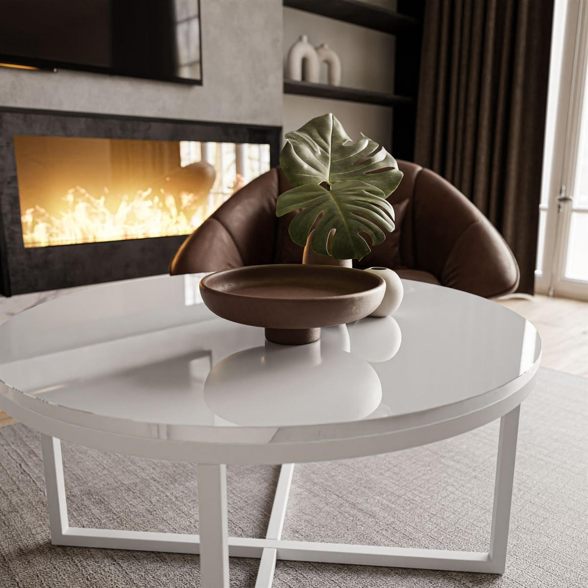 COUCHTISCH CIRI-X Hochglanz - Weiß, Holzwerkstoff (70/70/45.6cm) - Lookway