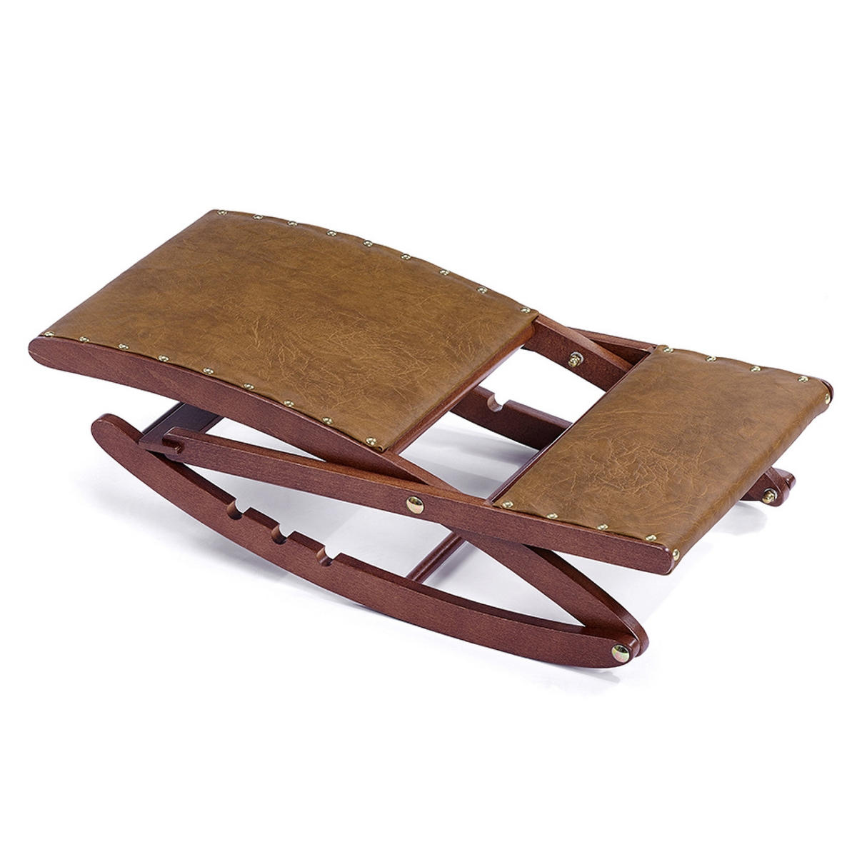 SCHAUKELFUSSBANK aus Holz Komfort 38/52,5/59,5 cm - Braun, Holz (52.5/59.5/38cm) - Maximex