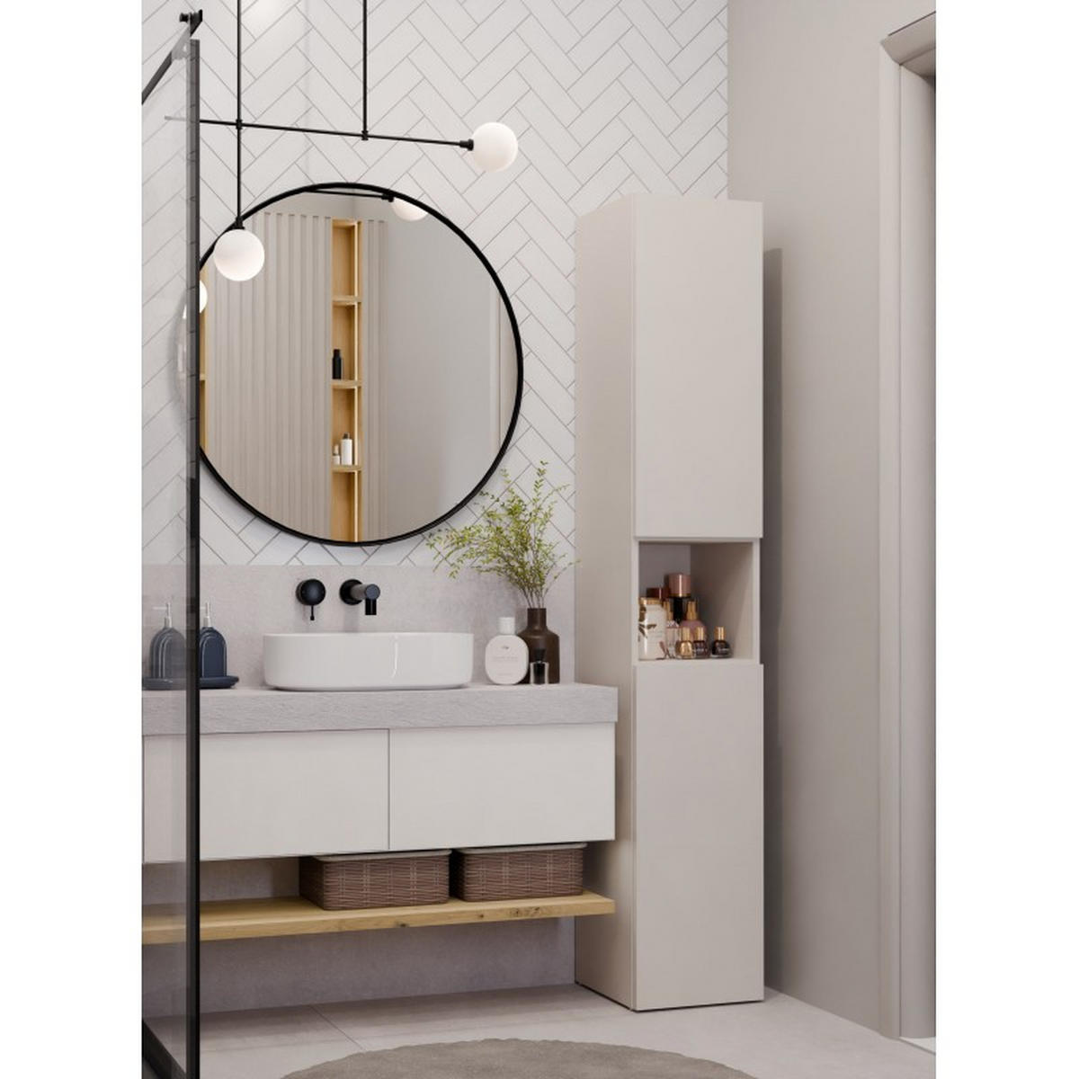 VYSOKÁ SKRÍŇ Kašmír 31/174/30 - kašmírová, kompozitné drevo (31/174/30cm) - RAUMHIRSCH FURNITURE