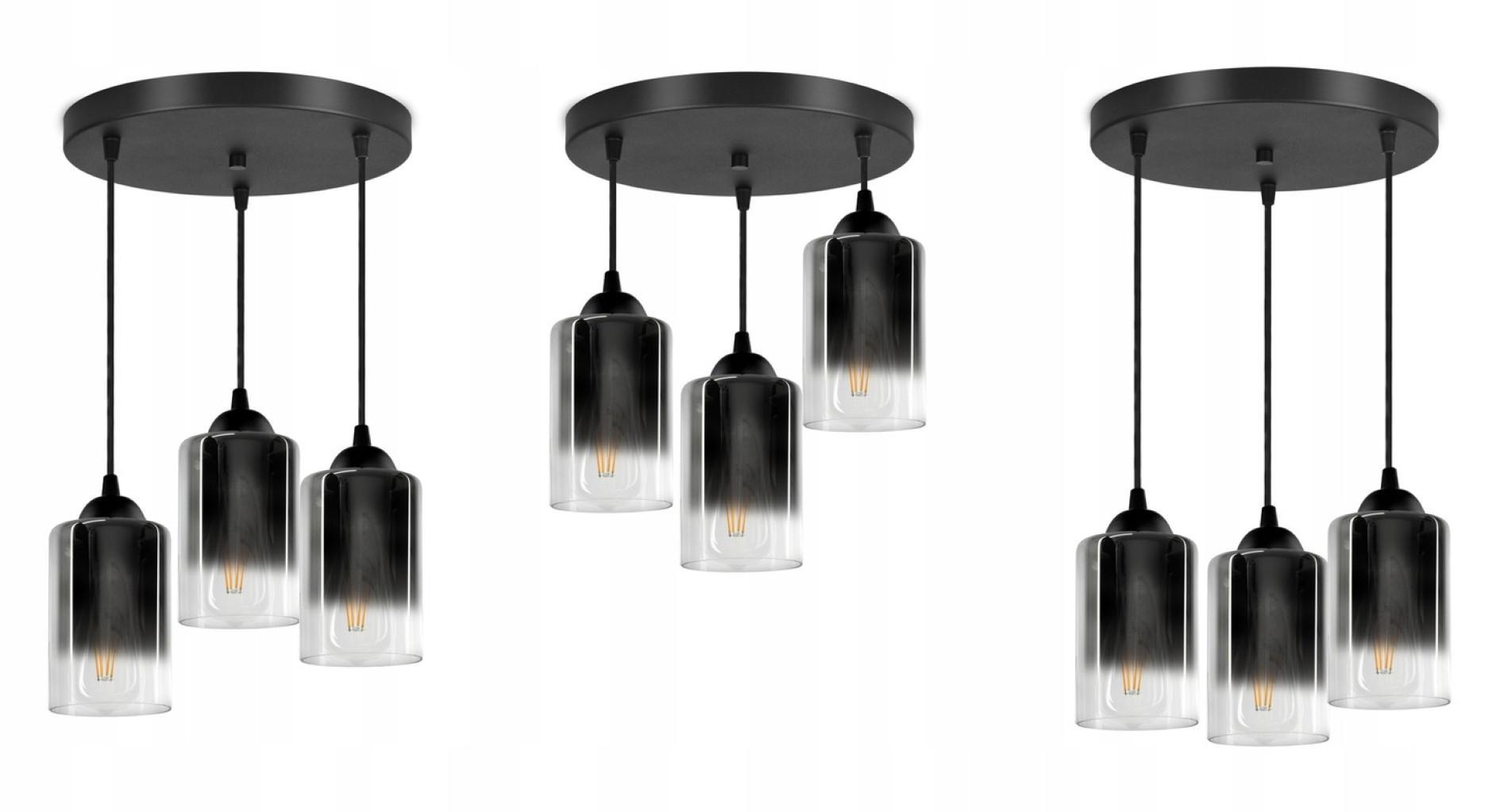 PENDELLEUCHTE GRAF - Transparent/Anthrazit, Glas/Metall (35/35/80cm) - kiki design