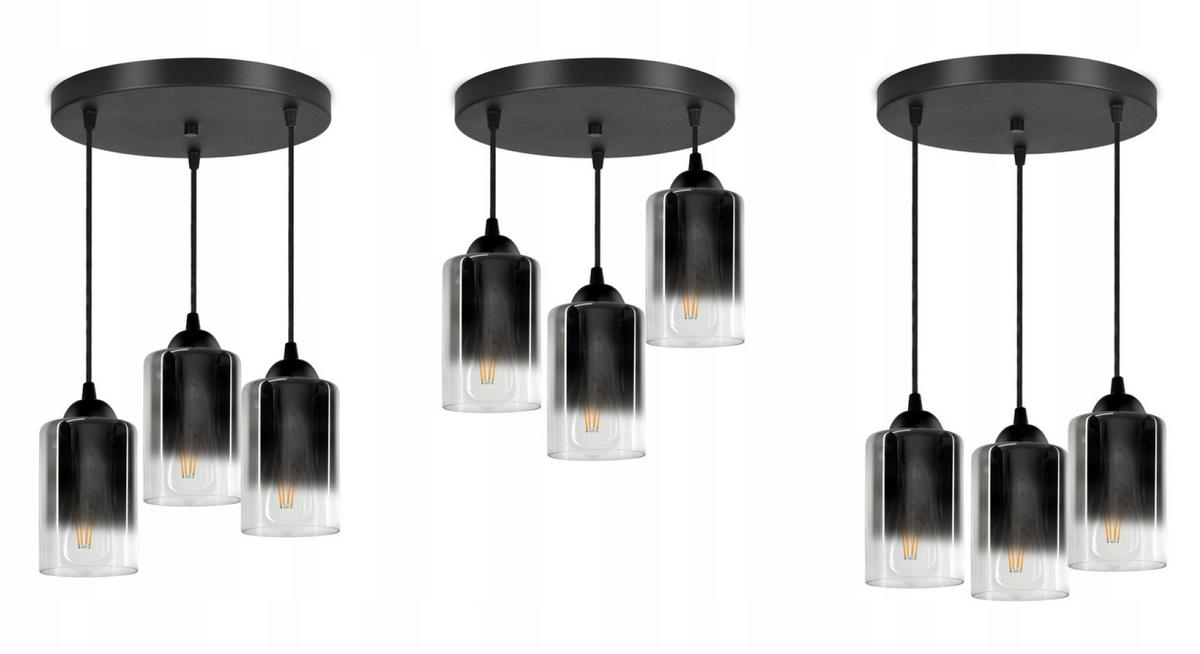 PENDELLEUCHTE GRAF - Transparent/Anthrazit, Glas/Metall (35/35/80cm) - kiki design
