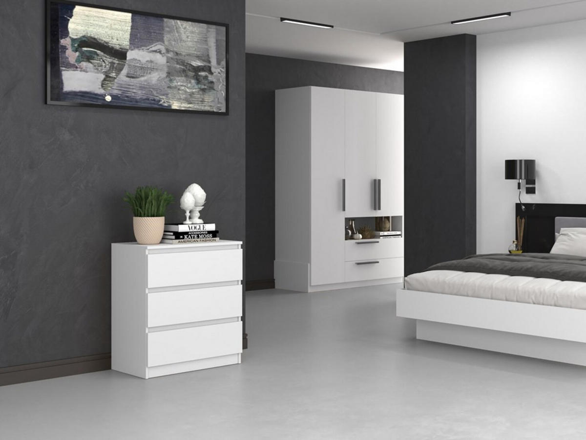 KOMMODE mit 3 Schubladen in weiß - Weiß, Holzwerkstoff (70/75/45cm) - Home Collective