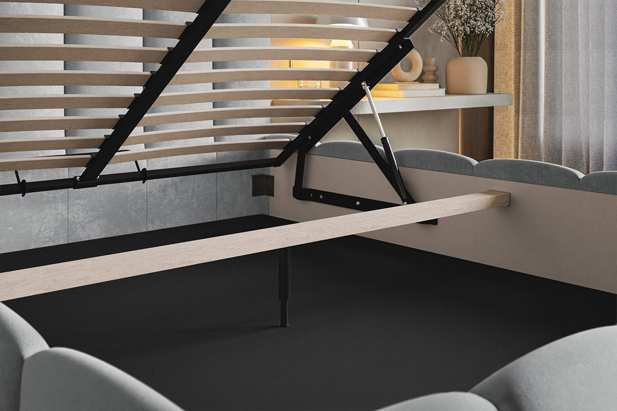 POLSTERBETT 200x200 Palermo mit Bettkasten, Metall Lattenrost, Blau - Blau, Holz/Textil (200/200cm) - Emporius