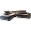 ECKSOFA SELVA L-S Grau Velours-Stoff mit Schlaffunktion - Grau, Holz (275/202cm) - MASSENO