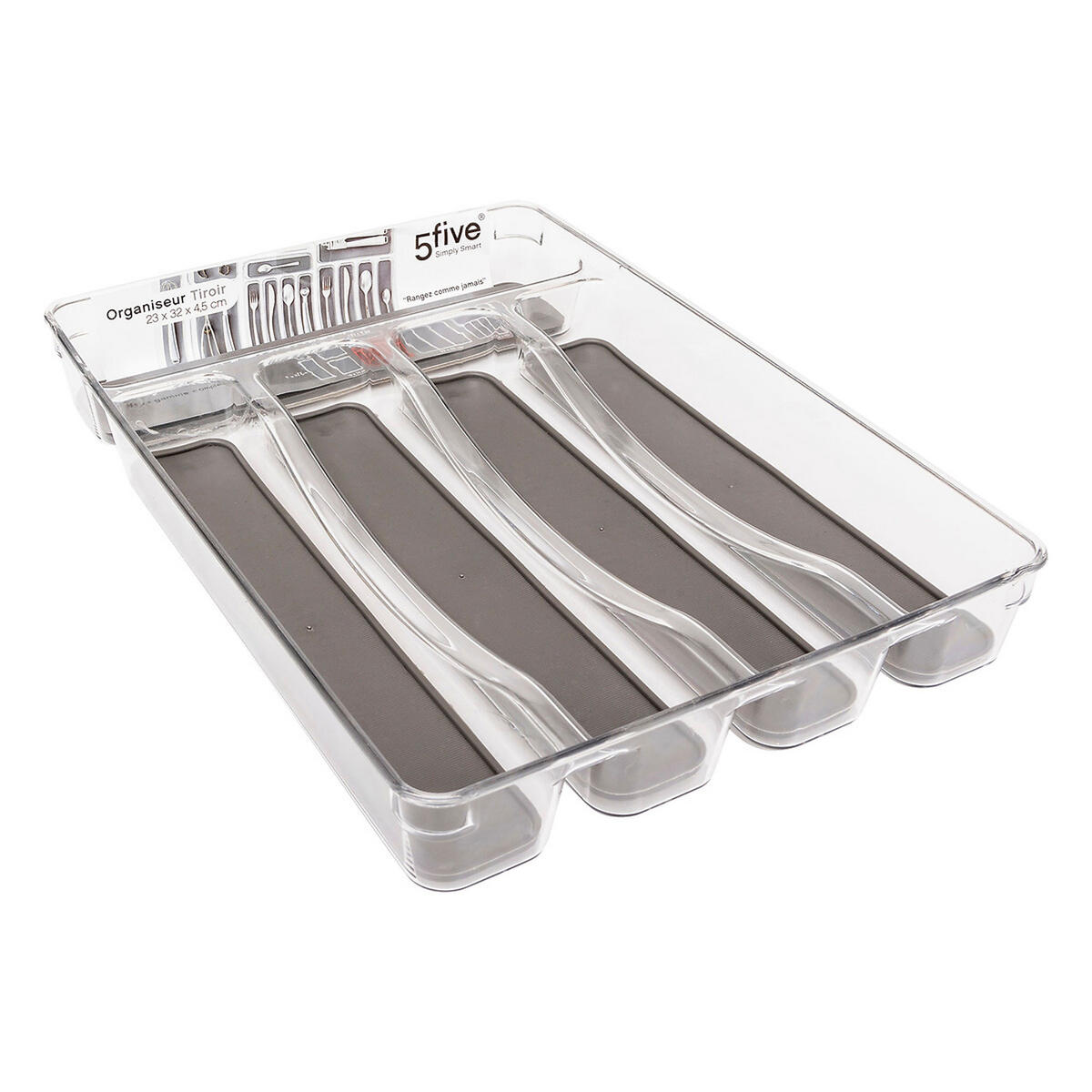 BESTECK-SCHUBLADENORGANIZER Behälter 23/32,5/4,5 cm - Grau, Kunststoff (32.5/4.5/23cm) - 5five Simply Smart