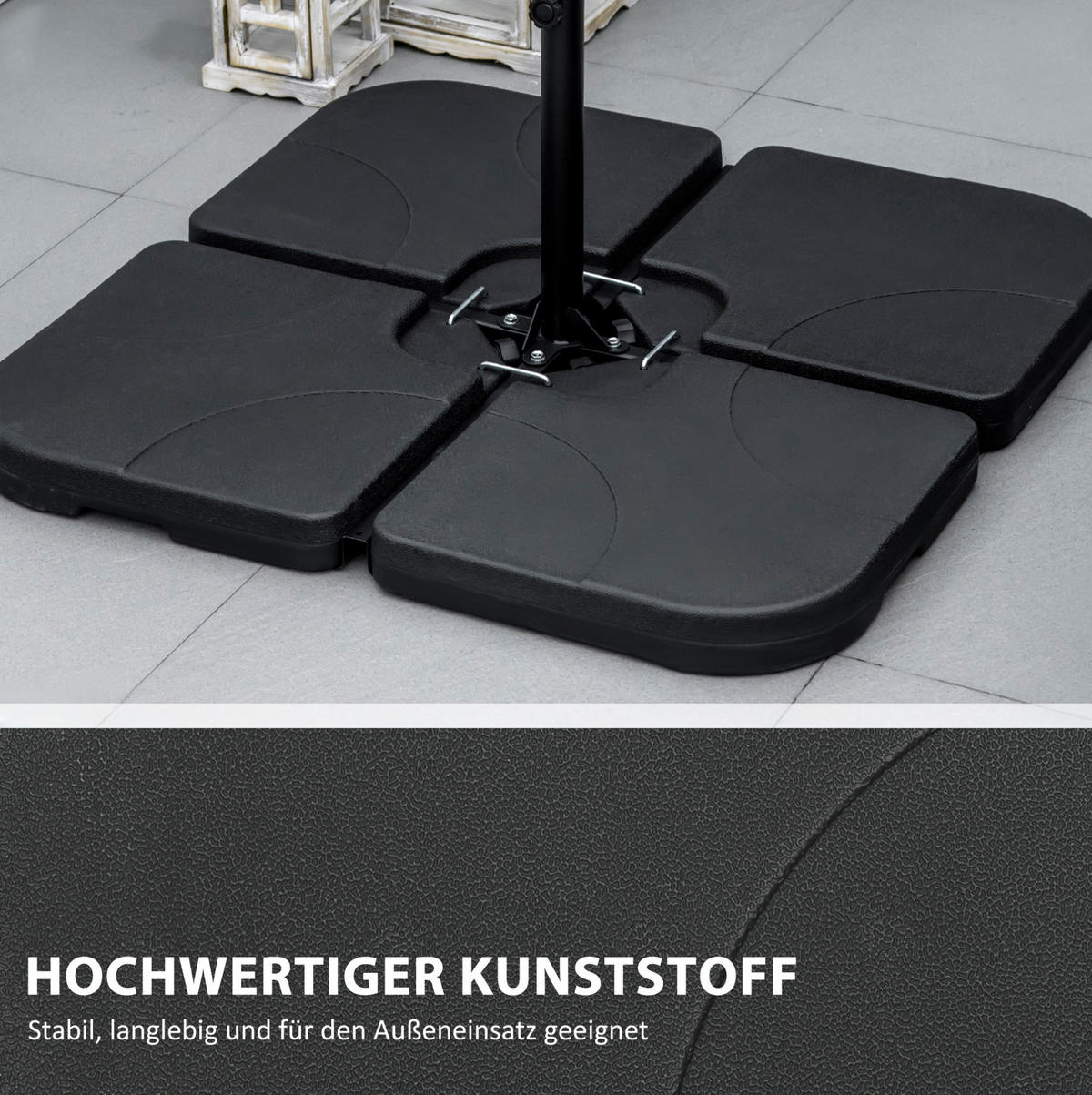 SONNENSCHIRMSTÄNDER 104/104/7,5 cm schwarz aus HDPE befüllbar - Schwarz, Kunststoff (104/104cm) - OKWISH