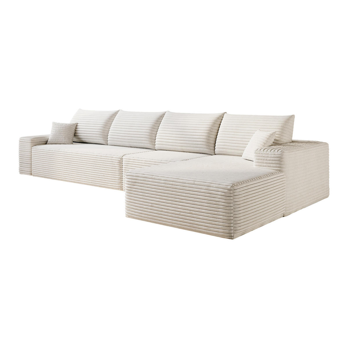 ECKSOFA 340/175/83 cm Weiß mit L-förmiger Chaiselongue, Rechte Seite - Weiß, Textil (340/175cm) - Oxeza