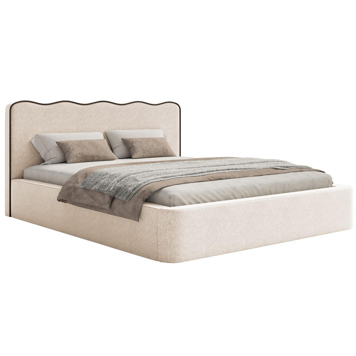 POLSTERBETT Duney Hellbeige Strukturstoff mit Bettkasten 160x200 cm - Ecru, Textil (160/200cm) - Selsey
