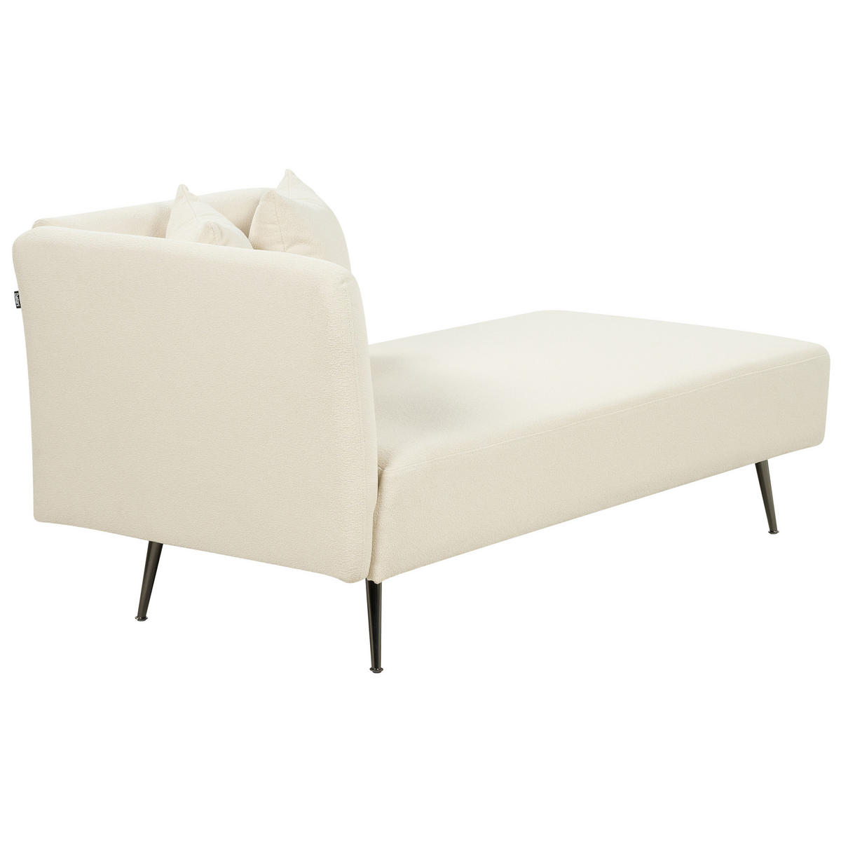 CHAISELONGUE Bouclé cremeweiß linksseitig Riom - Schwarz/Weiß, Textil (156/75/77cm) - Beliani