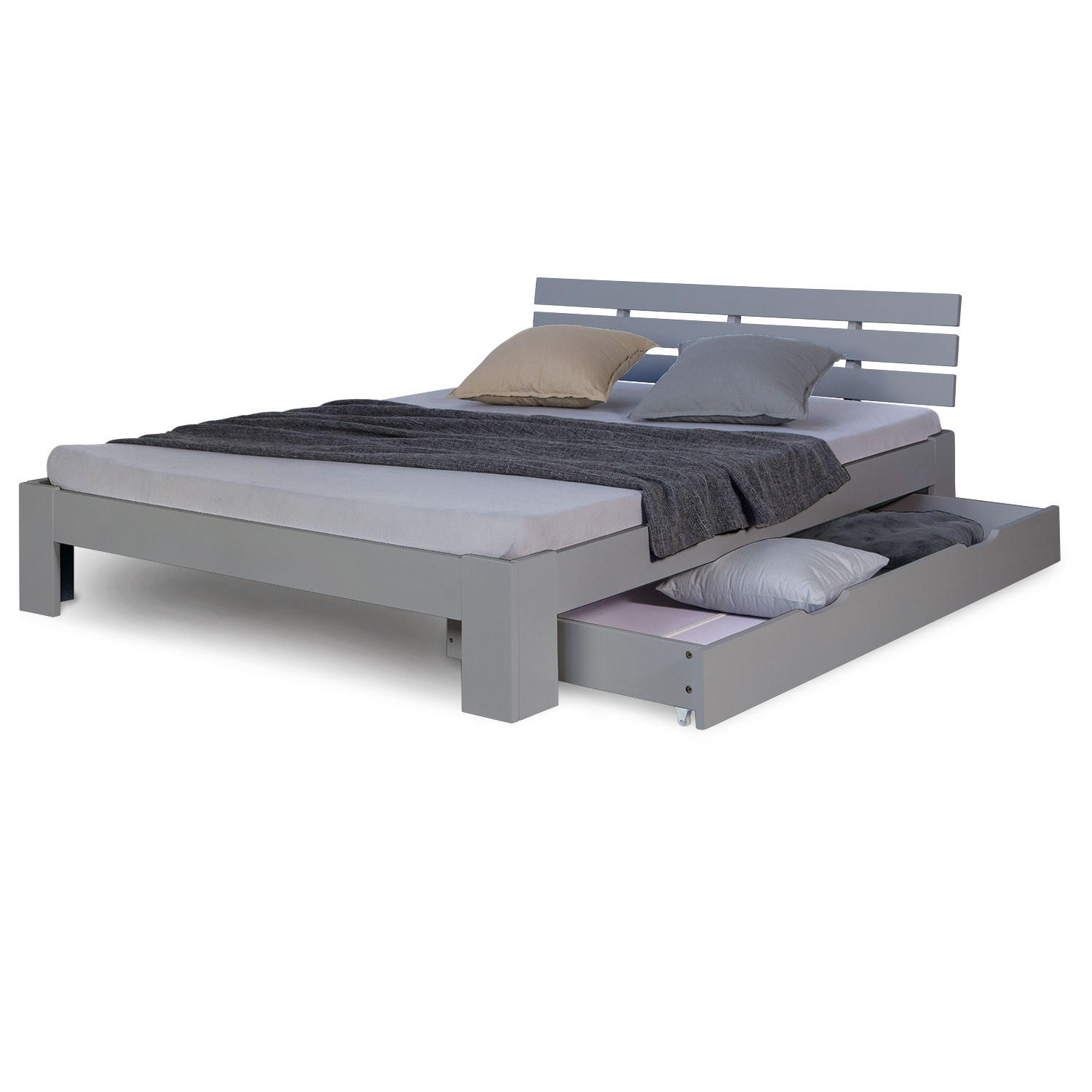 HOLZBETT mit Stauraum 140/200 cm grau - Grau, Holz (140/200cm) - Homestyle4u