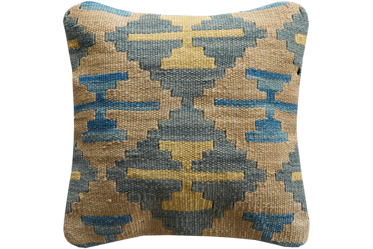 KISSEN Kelim Blaugrau 40/40 cm Schurwolle - Blaugrau, Textil (40/40cm) - Looma