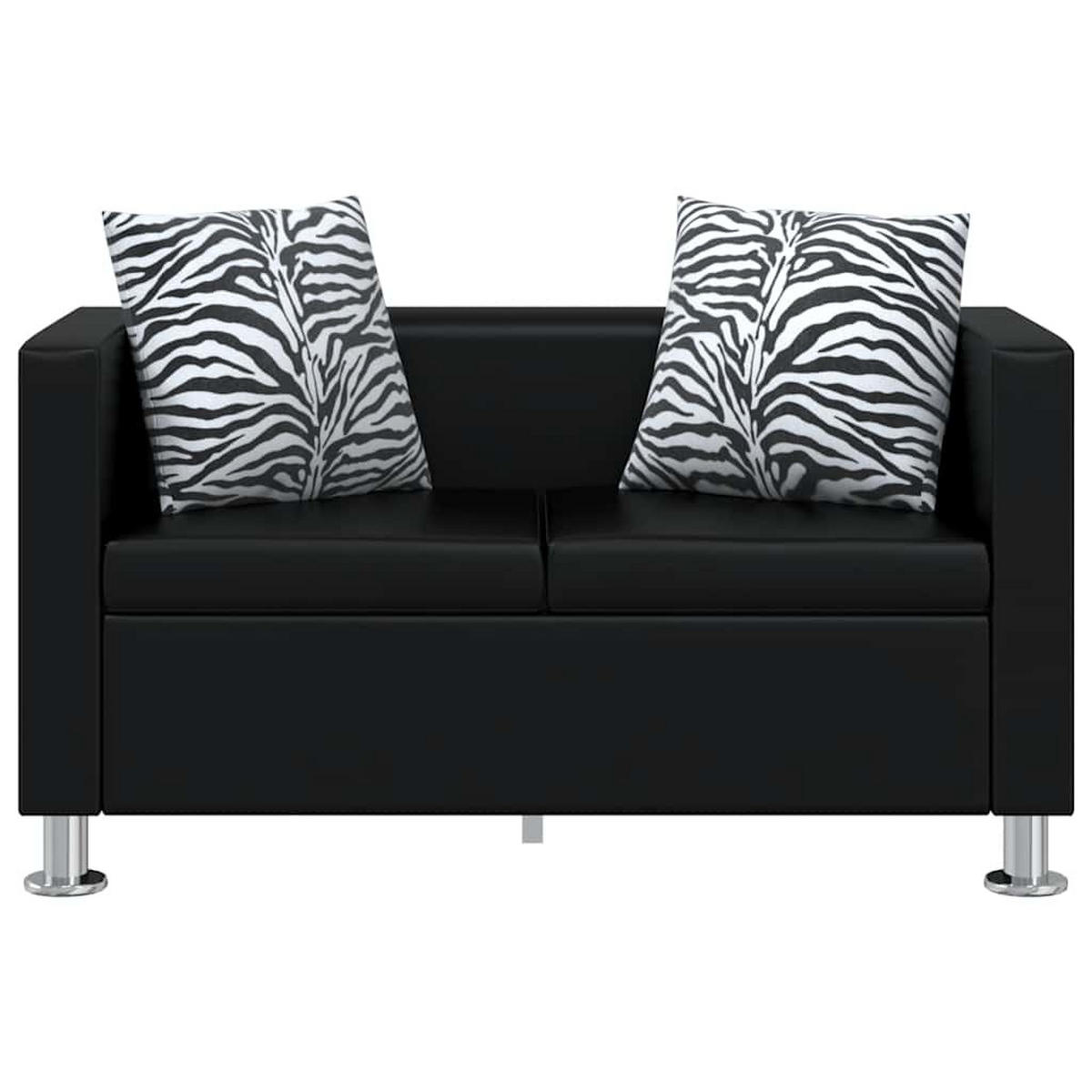 2-SITZER-SOFA mit 2 Kissen, 120/62,5/63 cm, aus Kunstleder, Schwarz - Schwarz, Leder (120/63/62.5cm) - vidaXL