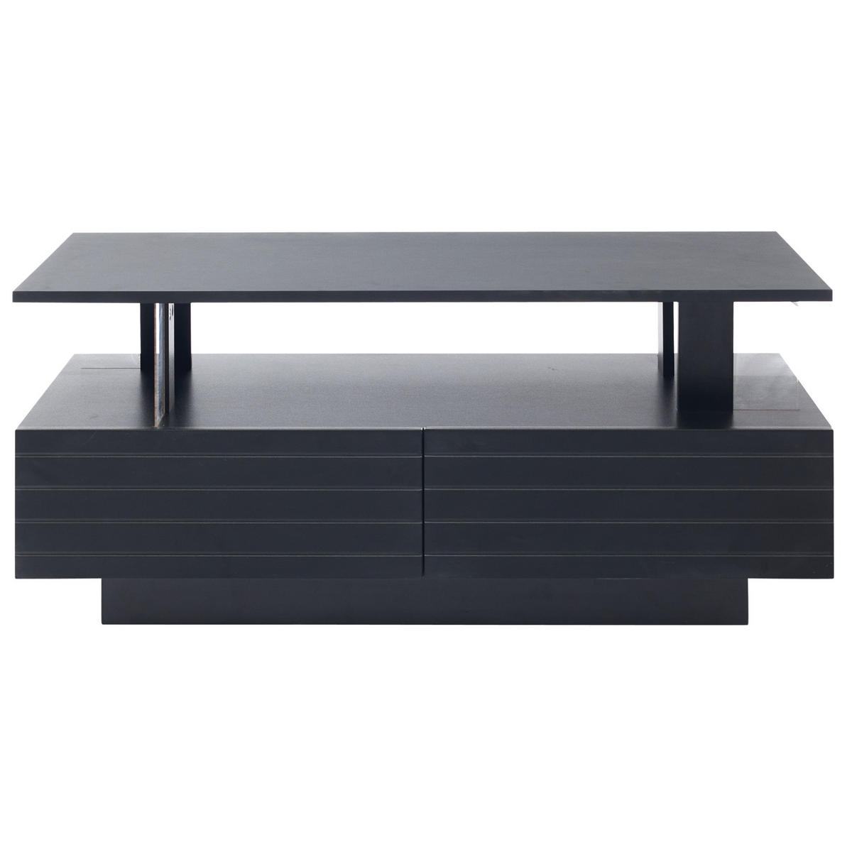 COUCHTISCH mit LED und Stauraum 100 x 50 cm Acryl Schwarz - Schwarz, Holz (100/50/42cm) - Meubliv