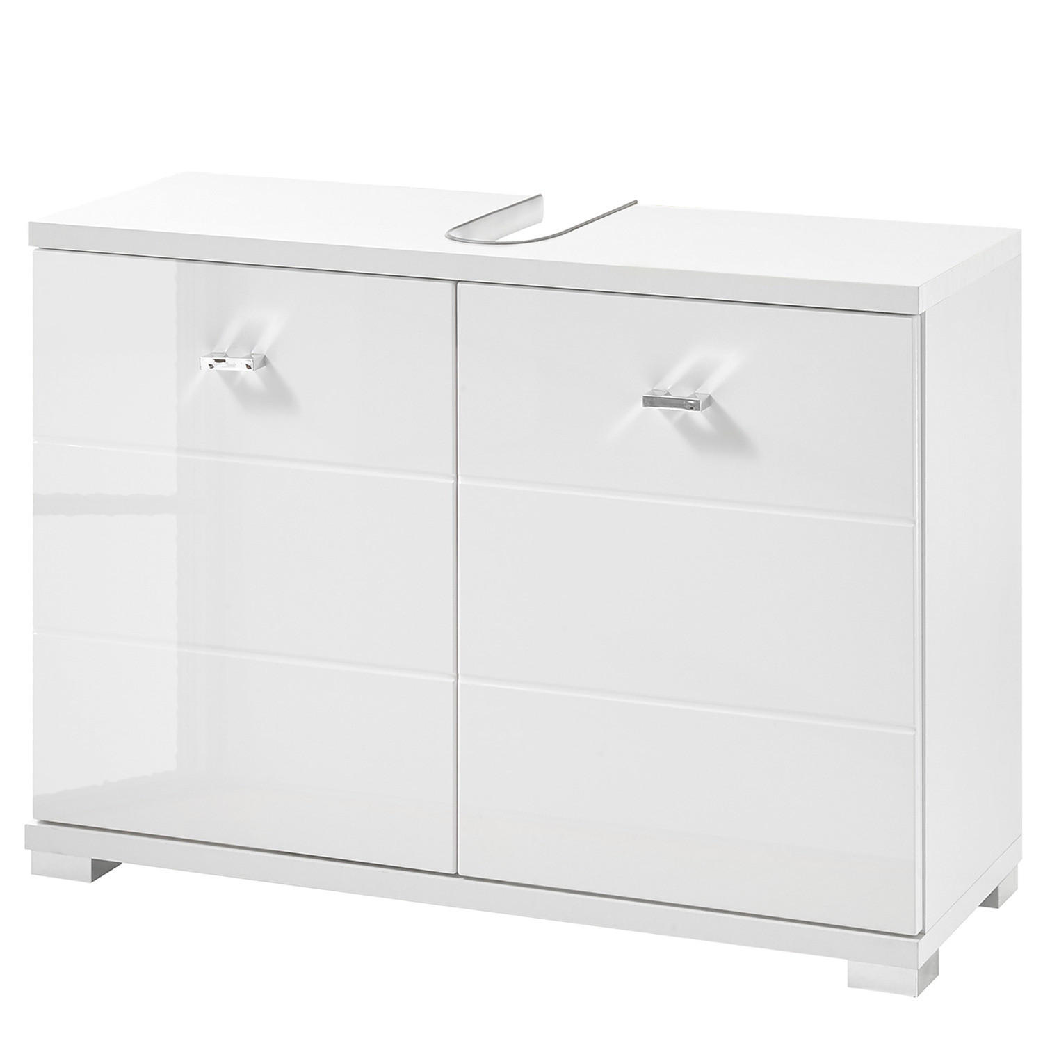 WASCHBECKENUNTERSCHRANK - Weiß Hochglanz, Holzwerkstoff (80/57/30cm) - home24