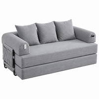 SOFA modular ca. 200 x 94 cm Corduroy Hellgrau mit 3 Kissen - Hellgrau, Kunststoff (94/67/200cm) - Meubliv