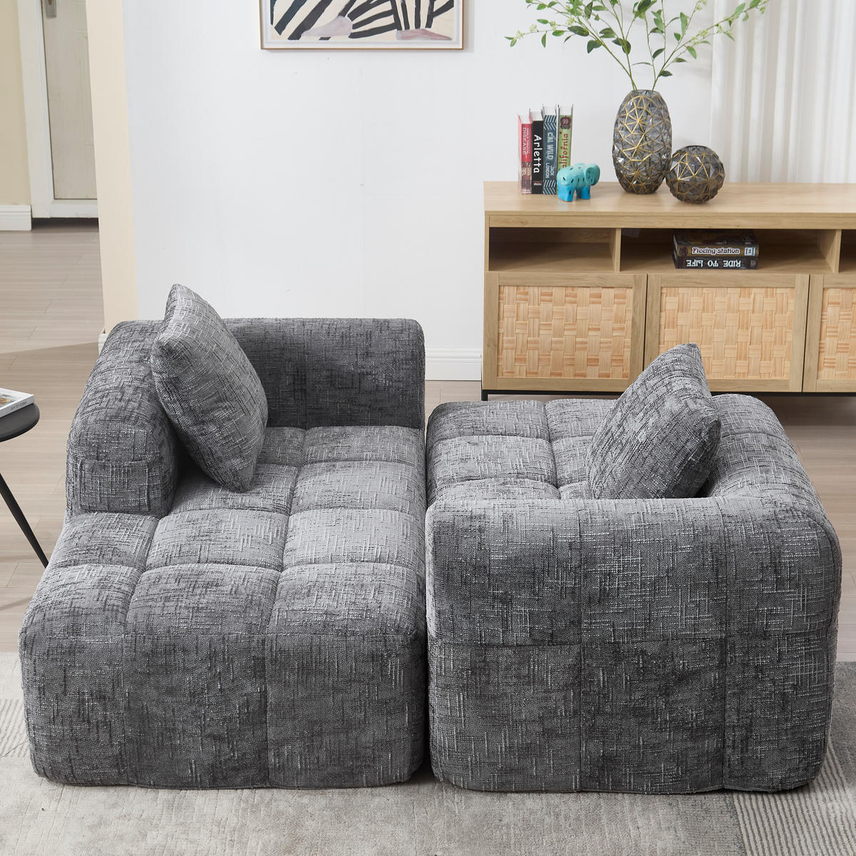 ECKSOFA 250/158/60 cm Grau mit Seitentasche - Grau, Textil (250/158cm) - Oxeza