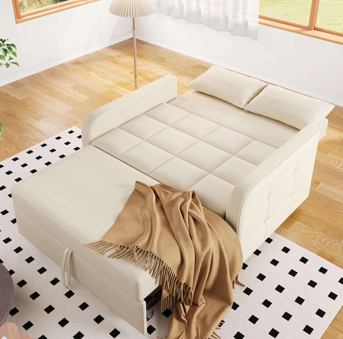 SCHLAFSOFA klappbar mit verstellbarer Rückenlehne 127 x 75 cm Beige - Beige, Metall (75/94/127cm) - Meubliv