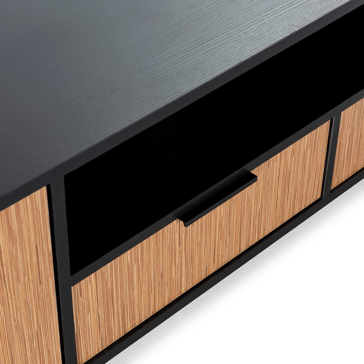TV-ELEMENT Denis, Schwarz/Holzfarbe - Schwarz, Holzwerkstoff (136/44/40cm) - VS Venta-stock
