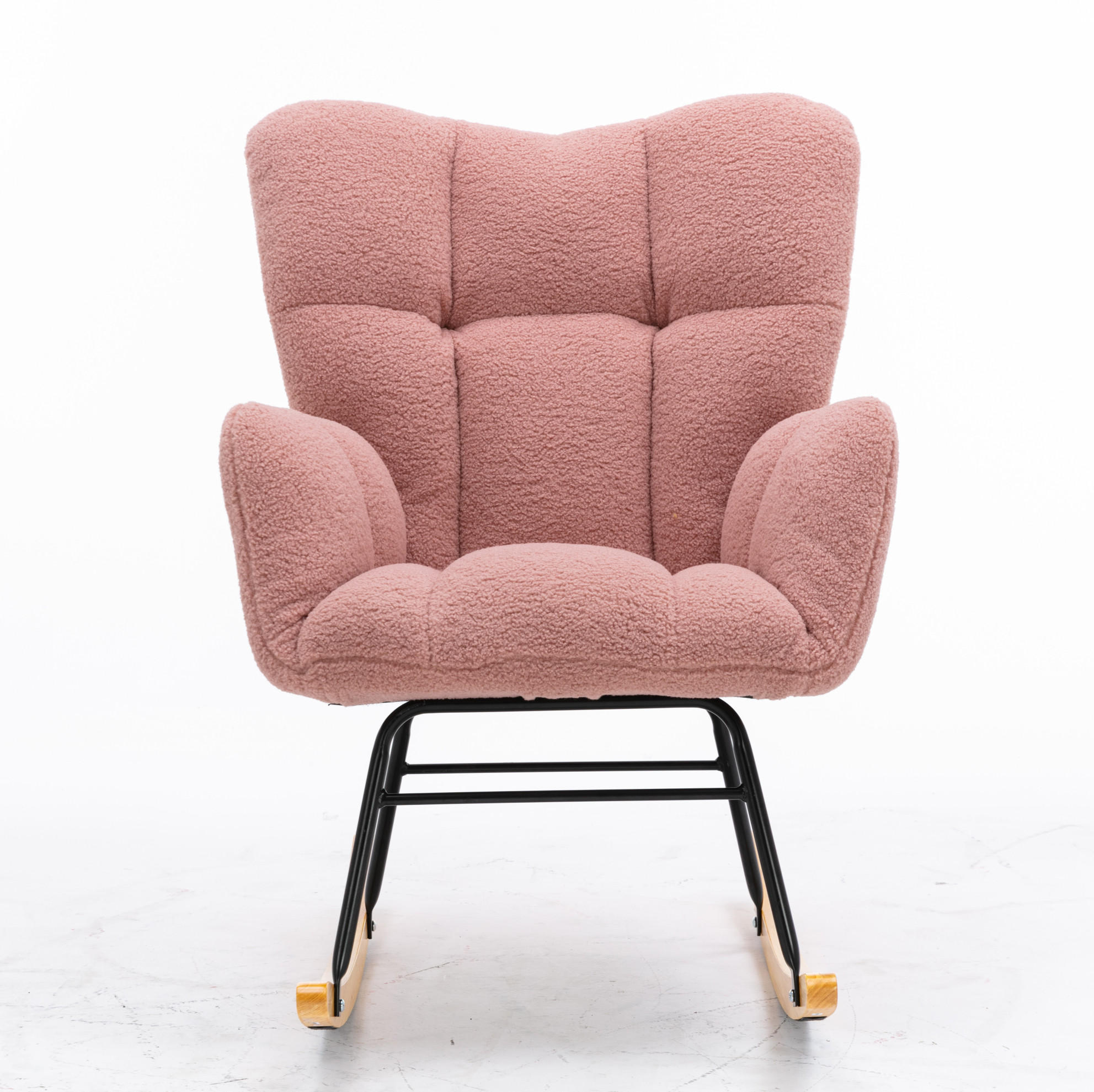 SCHAUKELSTUHL 80/70/95 cm rosa aus Lammfell-Optik mit hoher Rückenlehne - Rosa, Textil (70/95/80cm) - OKWISH