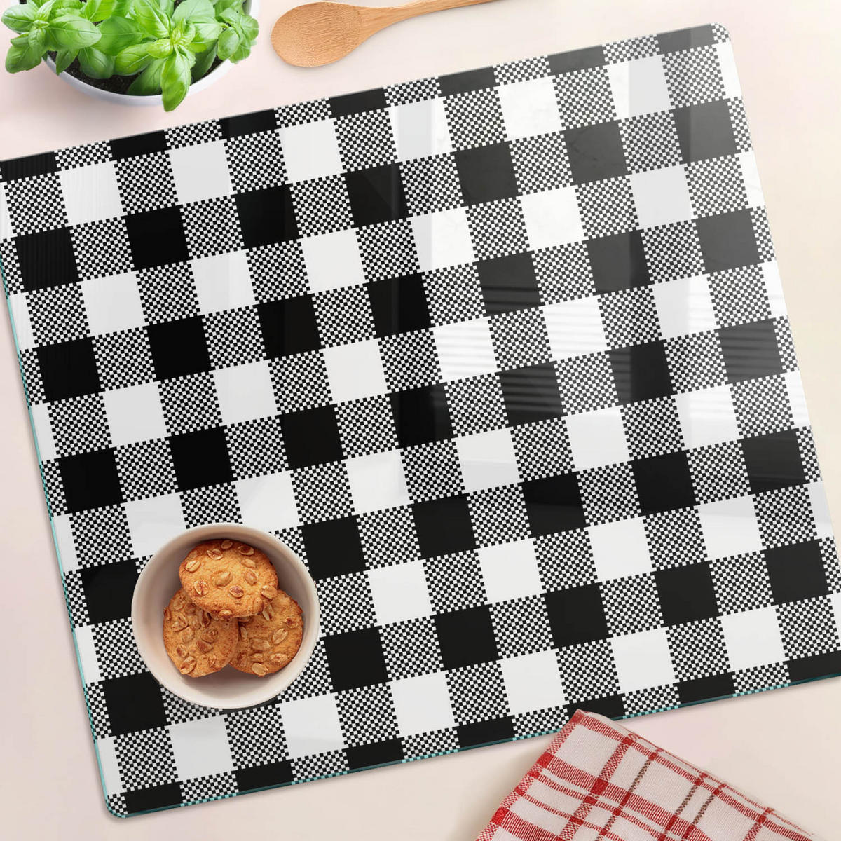 GLASPLATTE 60x52 cm Netto - Schwarz, Glas (60/0.4/52cm) - TULUP