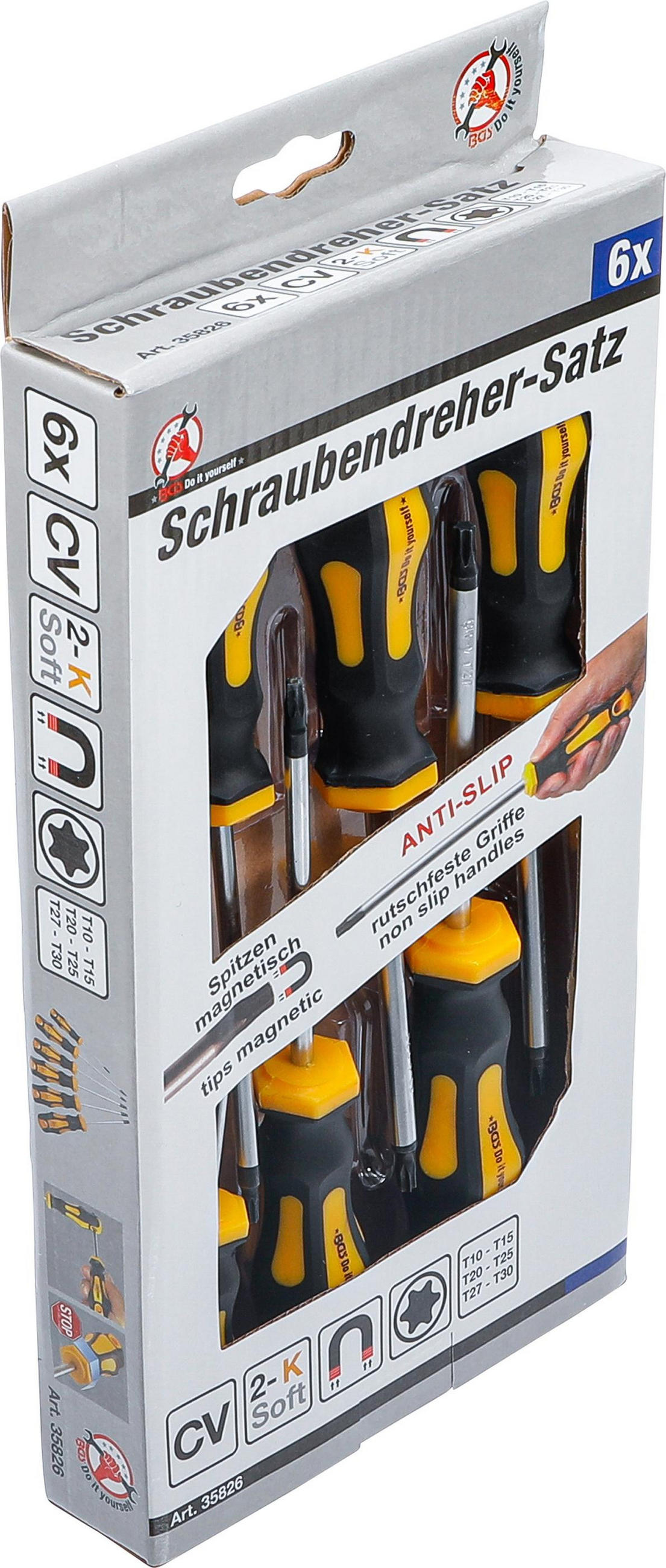 SCHRAUBENDREHER-SATZ | T-PROFIL (FÜR TORX) T10 - T30 | 6-TLG. - Multicolor, Kunststoff/Metall (1/1cm) - BGS technic