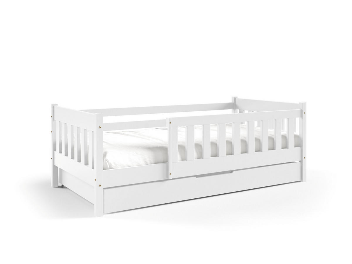 KINDERBETT ELSA mit Bettkasten 80x190 cm Weiß - Weiß, Holz (80/190cm) - MASSENO