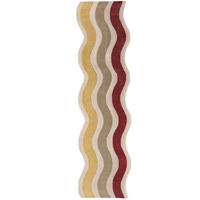 TEPPICHLÄUFER handgetuftet MONNOW, Wellenstreifen, Natur-Rot, 80 x 300 cm - Beige, Textil (80/300cm) - KADIMA DESIGN