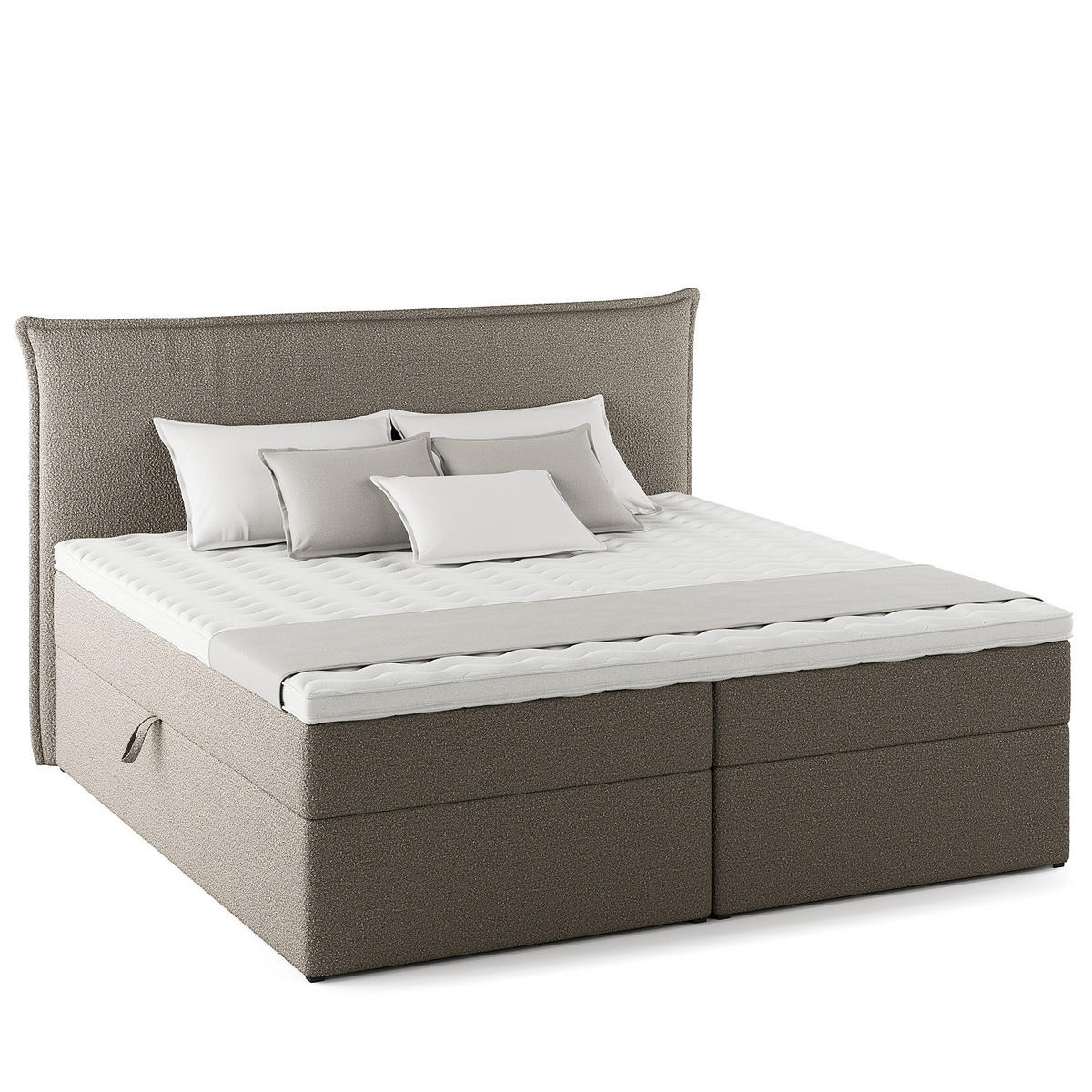 BOXBETT mit Stauraum - Bouclé - Grau, Holzwerkstoff/Textil (200/200cm) - home24