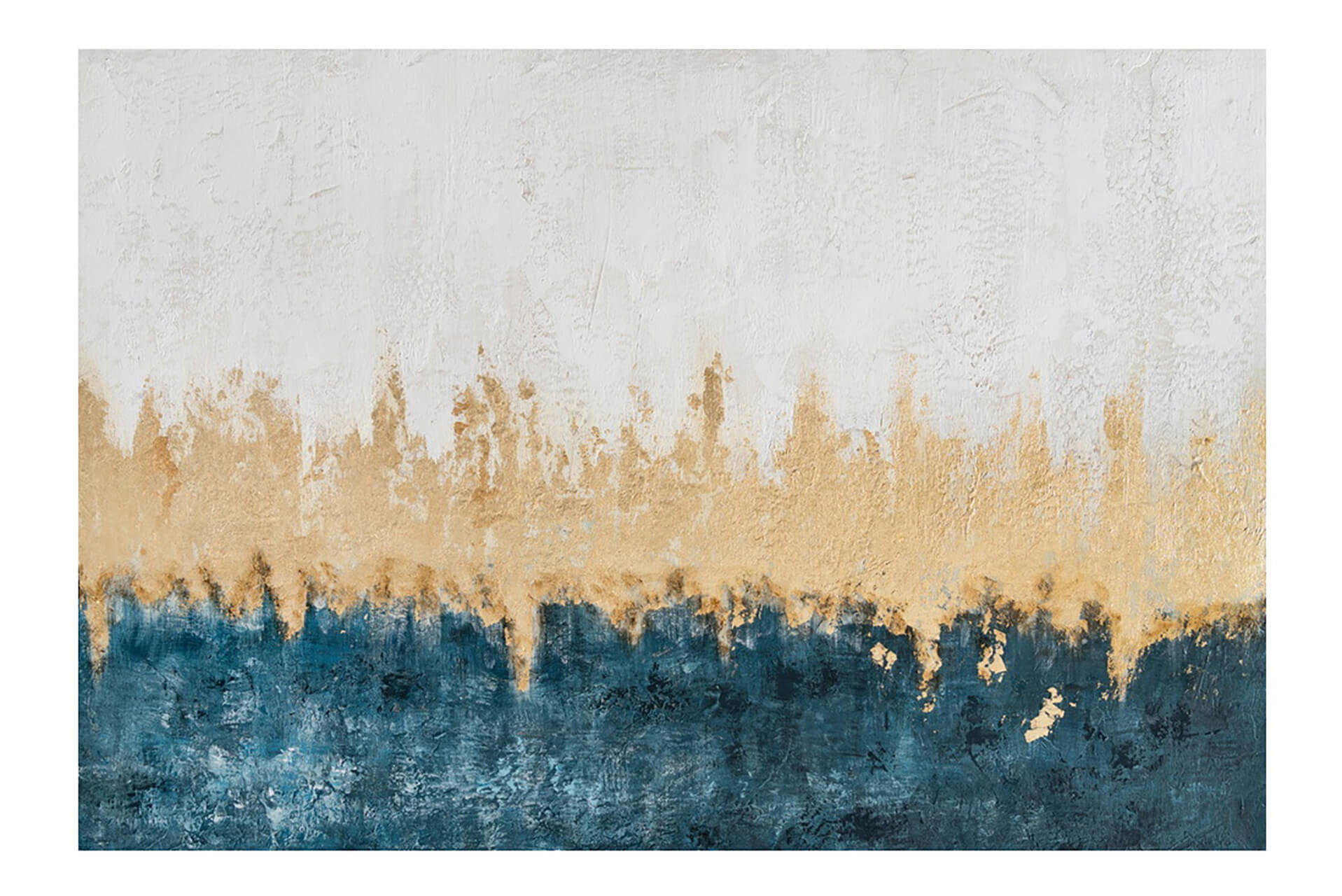 ACRYLBILD HANDGEMALT 90/60 cm - Türkis/Weiß, Holz/Textil (1.4/60cm) - KUNSTLOFT
