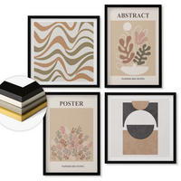 WANDBILDER 4er-Set - 50x50 cm & 40x60 cm Schwarzer Rahmen - Abstrakte Formenmuster - Schwarz, Kunststoff (50/50cm) - ArtPrintCave