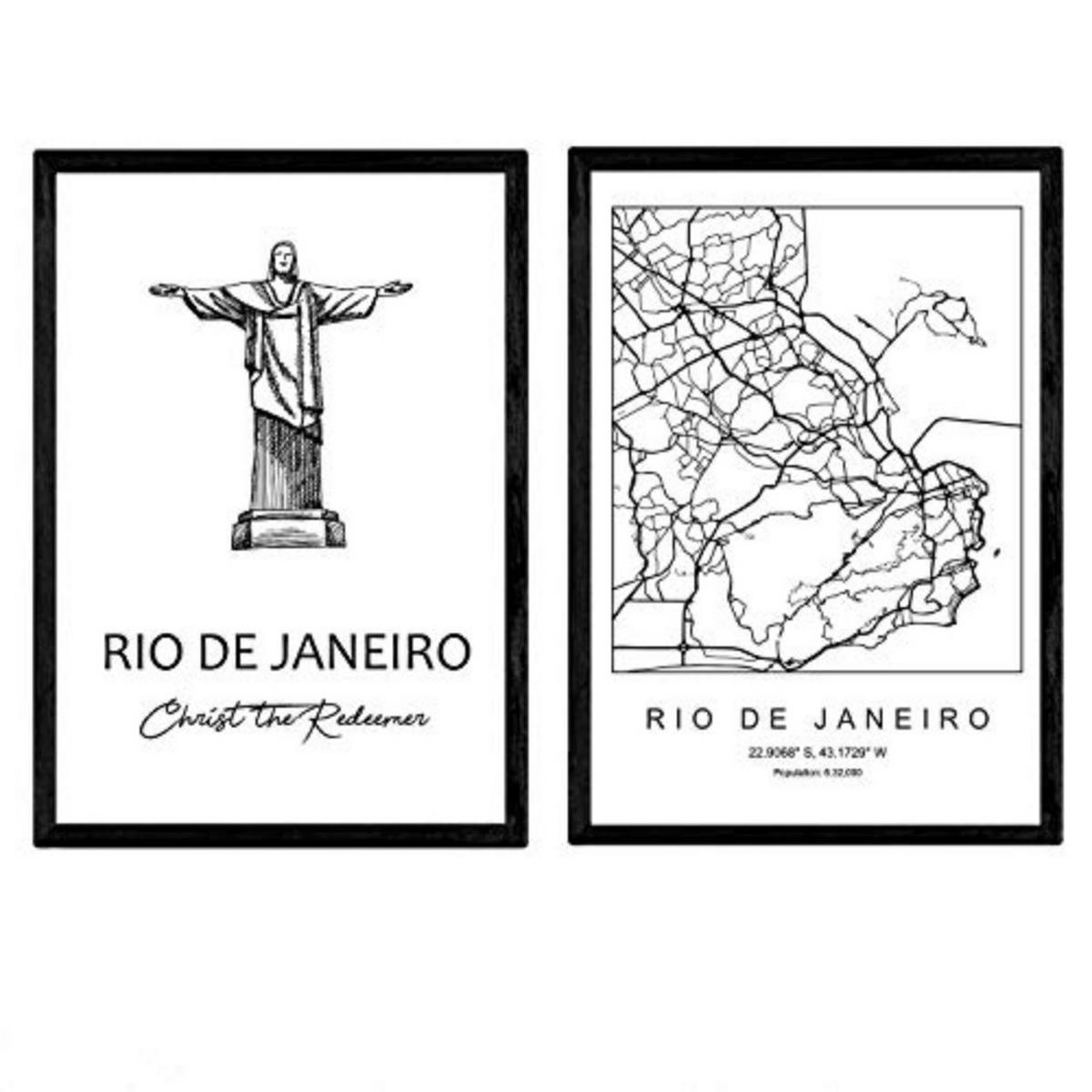 POSTER Set Mit 2 Städte Denkmäler Rio Christus Der Erlöser A3 Rahmenlos - Klar, Papier (29.7/5/42cm) - Nacnic