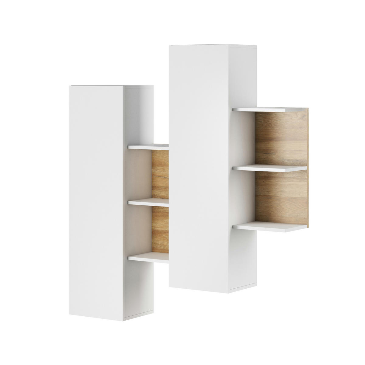 WOHNWAND ALVDAL SET1 ABS-Kante Eiche Weiß - Weiß, Glas/Holzwerkstoff (260/172/40cm) - Komodee