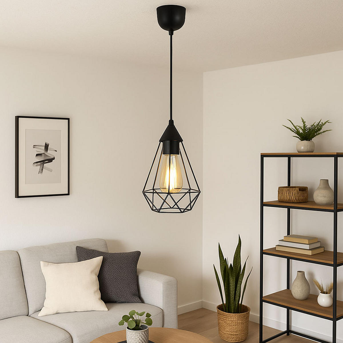 LED HÄNGELEUCHTE Metallgeflecht Schwarz - Schwarz, Metall (17/17/120cm) - Globo Lighting