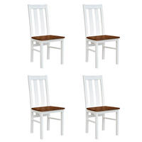 STÜHLE 4ER SET Belluno Elegante Kiefer weiß (RAL9010) lackiert / Kiefer gebeizt, Nussbaumfarben 43 / 42 / 96cm - Nussbaumfarben/Weiß, Holz/Holzwerkstoff (43/96/42cm) - Feldmann-Wohnen