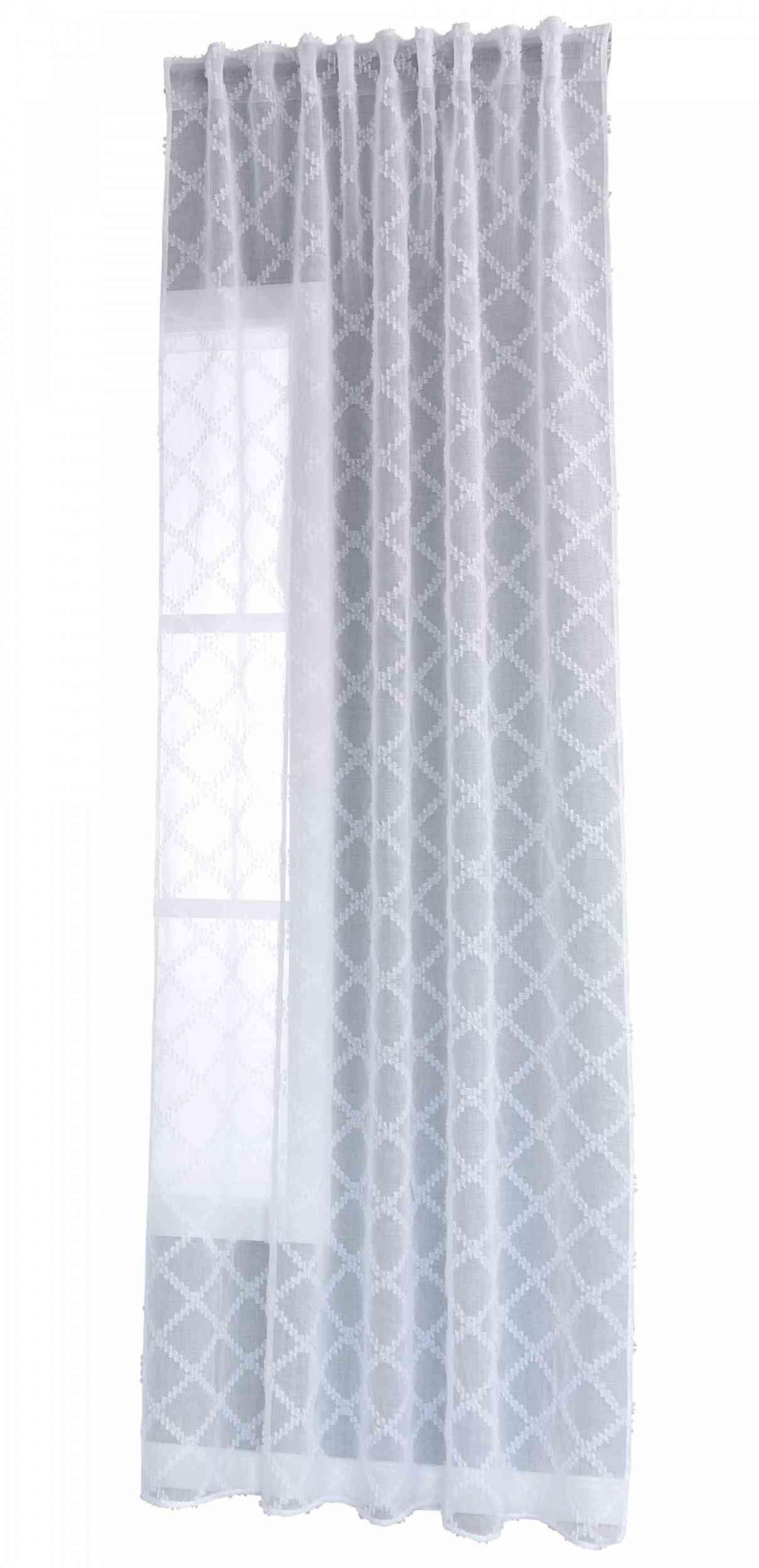 GARDINE VALENCIA HxB 245x145 cm Natur Diamond - Weiß, Textil (145/245cm)