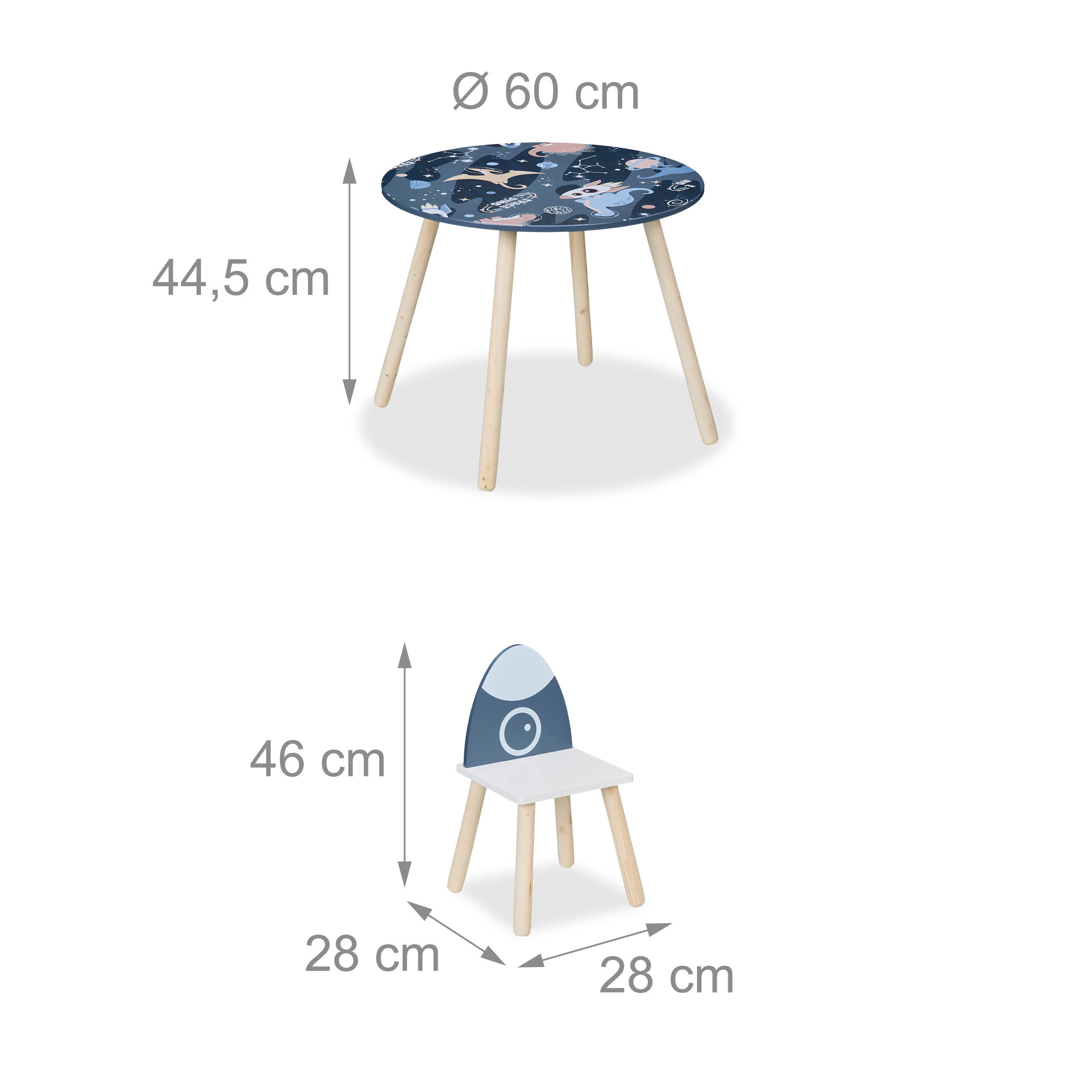 Thumbnail - Relaxdays Kindersitzgruppe, Mehrfarbig, Holzwerkstoff, Holz, Galaxis, 2-Sitzer, Rund, rund, 60x44.5x60 cm, Kinder- & Jug...
