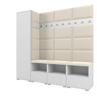 GARDEROBE NELA IX 200 cm (Modulare Flurmöbel Weiß mit Sitzpolster Creme 01 Breite Sitzbank) - Silberfarben/Creme, Holz/Holzwerkstoff (200/187/40cm) - Ravio