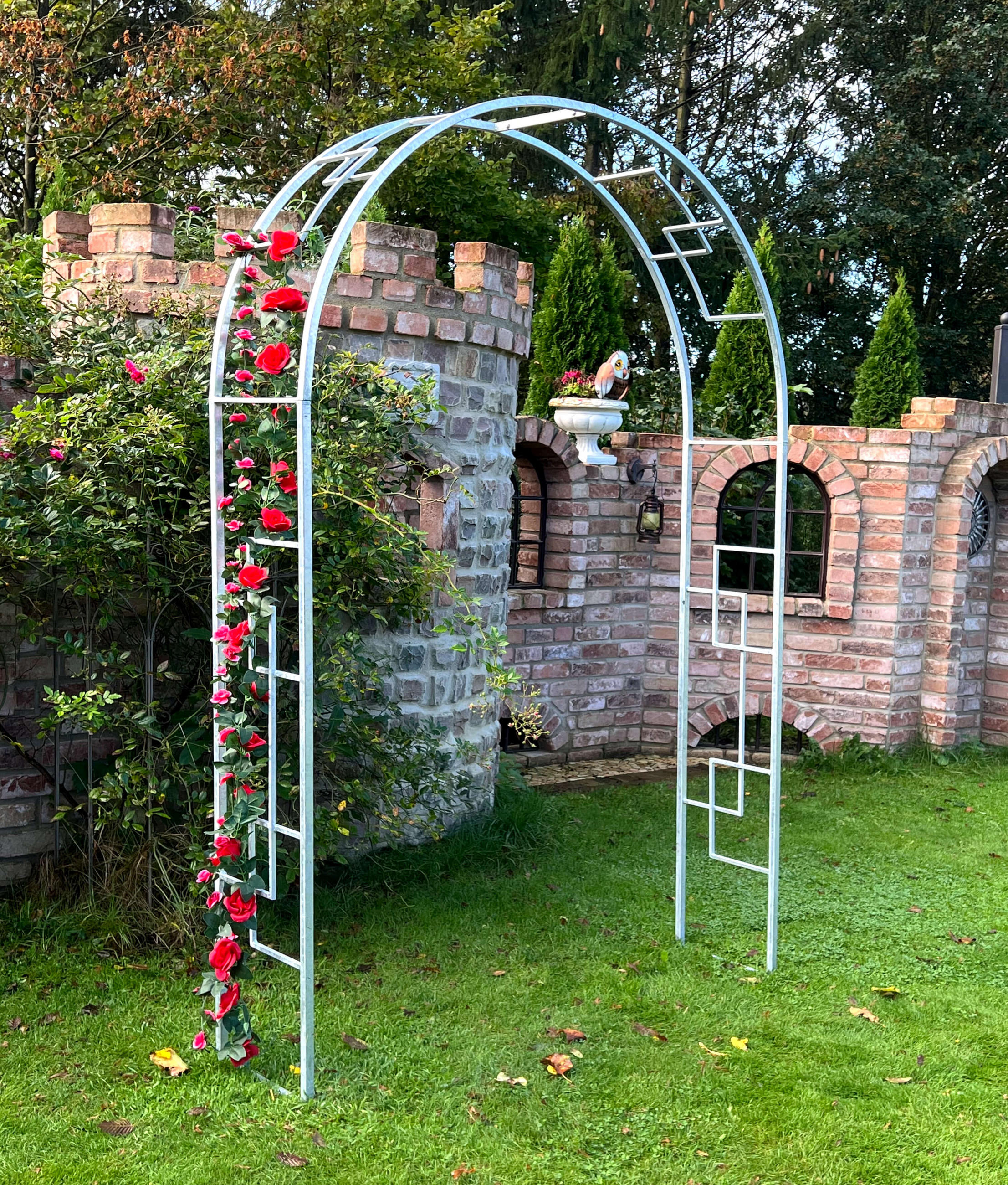 ROSENBOGEN Metall Verzinkt Massiv 150 cm Torbogen - Silberfarben, Metall (150/222/34cm) - DanDiBo