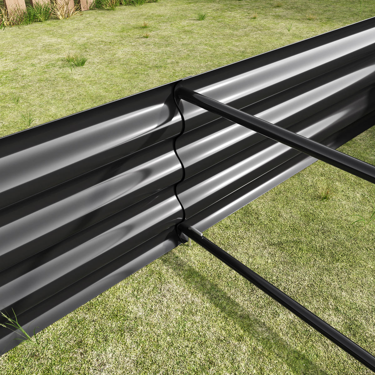 STAHL-HOCHBEET, bodenlos rostfrei, stahlfarben - Schwarz, Metall (90/30/180cm) - Vallsero
