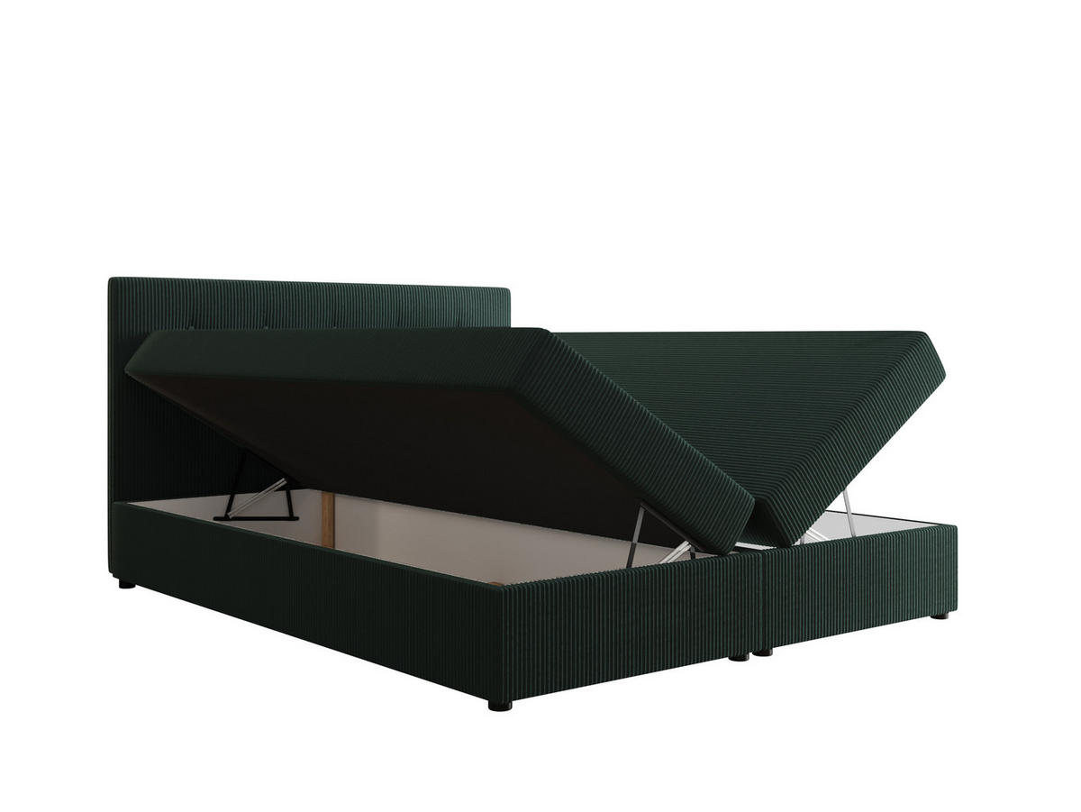 BOXBETT FADO 22 mit Matratze H3, Bonell und Topper 160x200 Zoom 10 - Grün, Holz/Textil (160/200cm) - Bedante